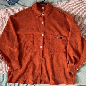 Burnt Orange Corduroy Button-Up